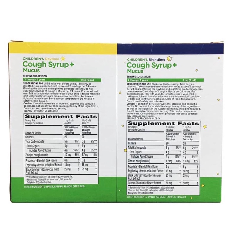 Siro ho mật ong tiêu đờm Zarbee's Cough Syrup + Mucus ngày và đêm 118ml của Mỹ