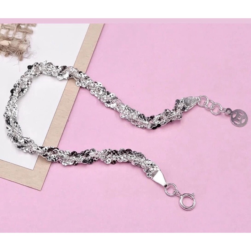 Lắc tay xoắn lá Bạc ý 925