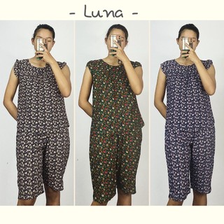 Đồ bộ lanh cho mẹ quần lửng mặc nhà giá rẻ, thoáng mát LUNA, đồ bộ trung niên