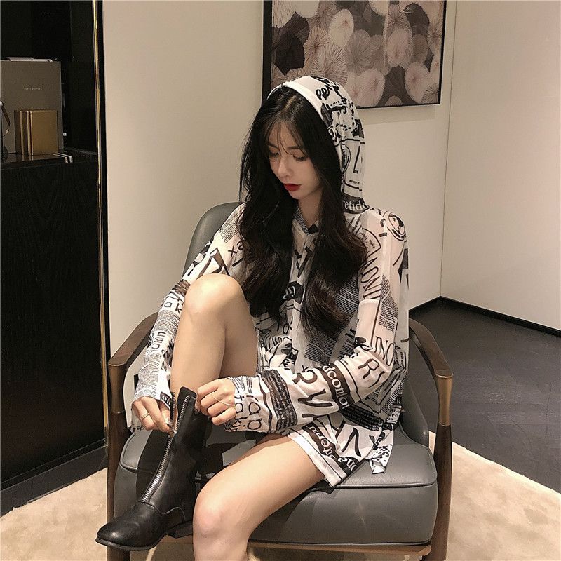 Áo Hoodie Chống Nắng Tay Dài Dáng Rộng Thời Trang Mùa Hè