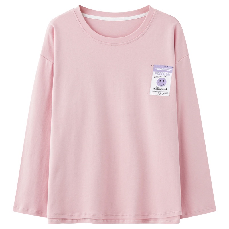 Bộ Đồ Ngủ Liền Thân Vải Cotton Mỏng Tay Dài Cổ Tròn Màu Trơn Thời Trang Xuân Thu Cho Nữ