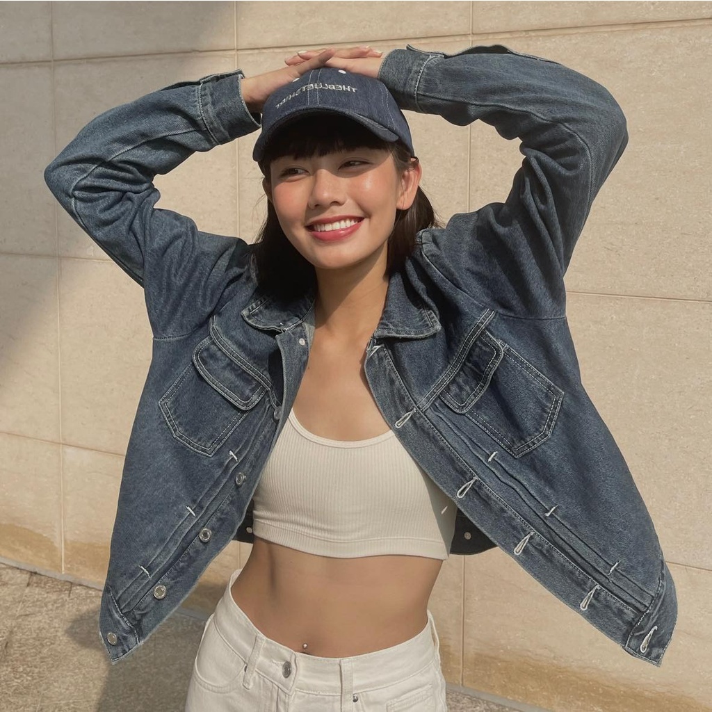 TheBlueTshirt - Áo Khoác Jeans Nữ Màu Xanh Đậm - For Peace Jacket - 1970 Blue Lennon Wash