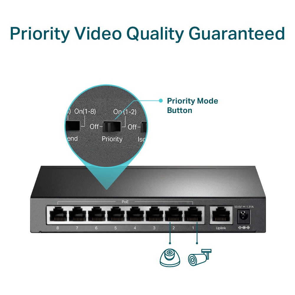 Bộ Chia Tín Hiệu Switch Để Bàn TP-Link TL-SF1009P 9 Cổng 10/100Mbps với 8 Cổng PoE