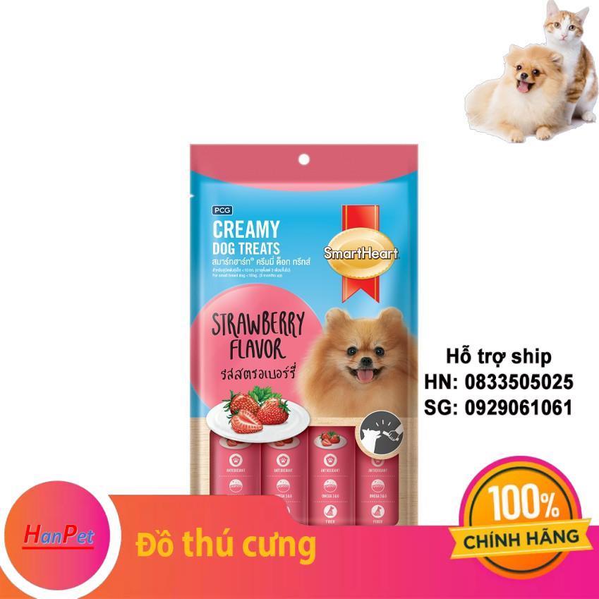 (gói 4 thanh)  PATE CHÓ  STRAWBERY - KEM THƯỞNG SMARTHEART HƯƠNG VỊ DÂU