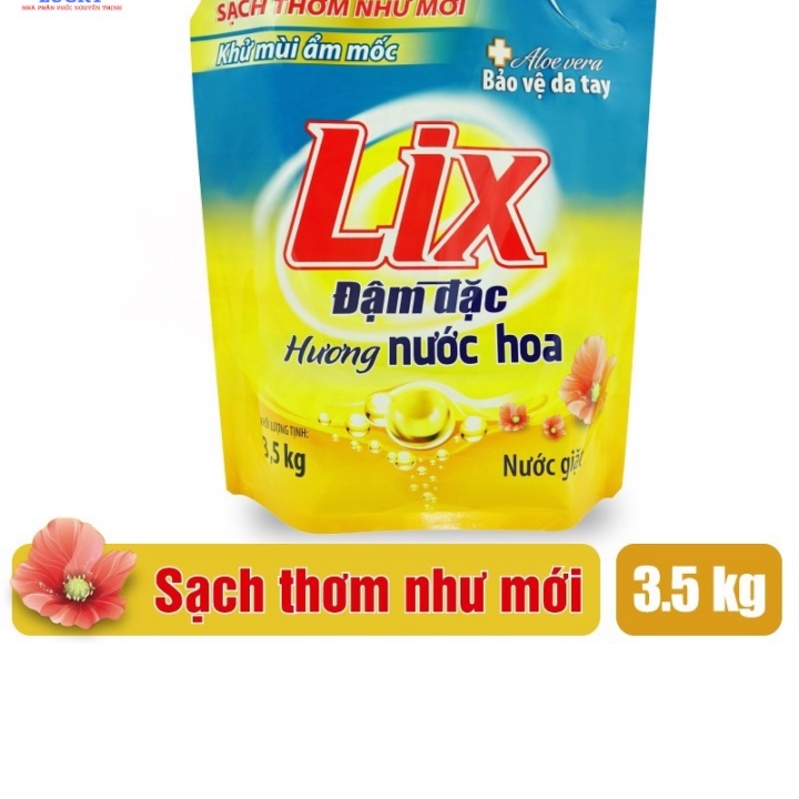 (Mới) Túi Nước Giặt Lix Đậm Đặc Hương Nước Hoa 3.5Kg - Tẩy Sạch Vết Bẩn Cực Mạnh- Khử Mùi Ẩm Mốc