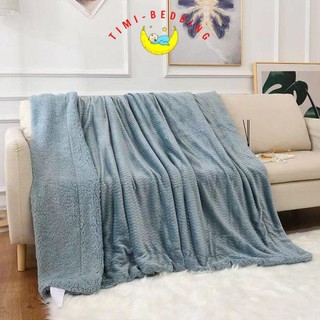 Chăn lông cừu vân sóng Monte & Jardin Queen cao cấp mềm mại kích thước 200 x 230 cm, nặng 2,5kg - Timibedding