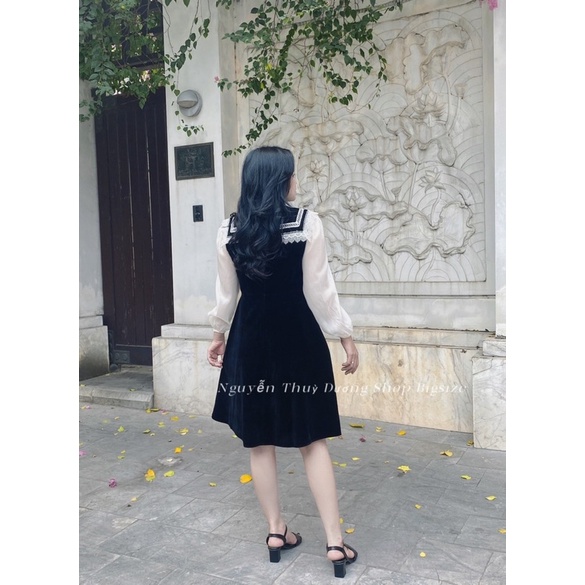 Bigsize 60-90kg váy nhung phối ren siêu xinh