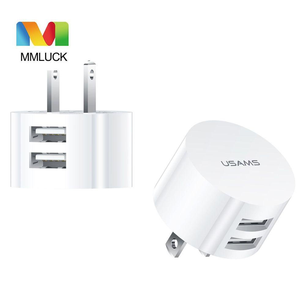 Cốc Sạc Nhanh Hai Cổng USB Hình Tròn Màu Đen / Trắng Thông Dụng Cho Điện Thoại Di Động