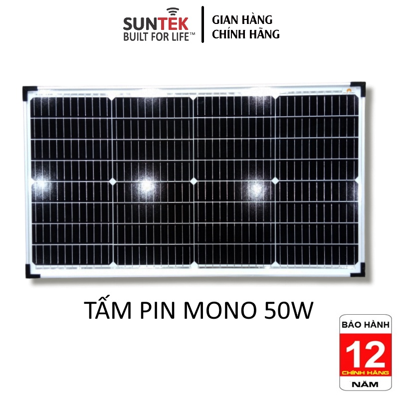 Tấm PIN Năng Lượng Mặt Trời SUNTEK SF32M-50W - Hàng Chính Hãng - Bảo hành 12 năm - Tuổi thọ 30 - 50 năm