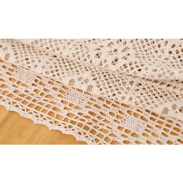 Khăn trải bàn màu ngà phối ren vintage - Trang trí decor phụ kiện chụp ảnh