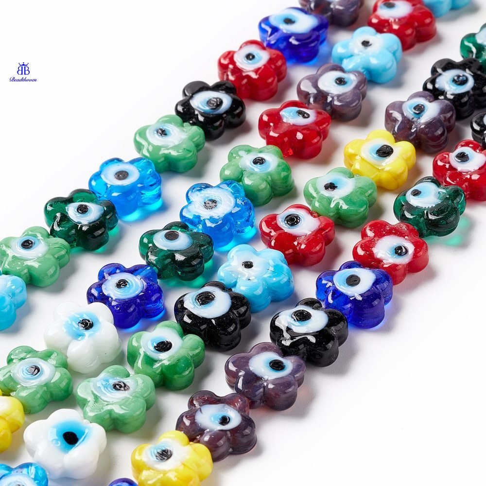 1 Chuỗi Hạt Xỏ Lỗ Làm Đèn Trang Sức Thủ Công Hình Mắt Quỷ Nhiều Màu Sắc 11~11.5x12x4.5~5.5mm: 1.2mm Khoảng 32~33 Cái / strand 14.17~14.57 inch (36~37cm)