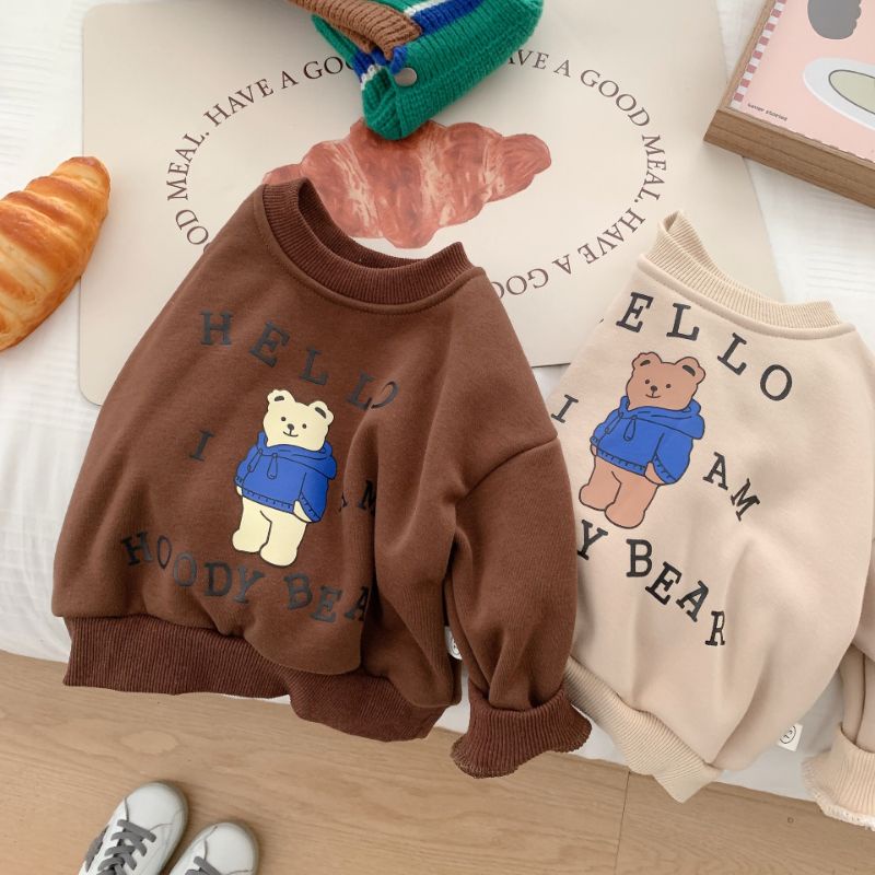 Áo Giữ Nhiệt mùa đông Có Lót Lông Cho Bé Trai Bé Gái Phong Cách Hàn Quốc