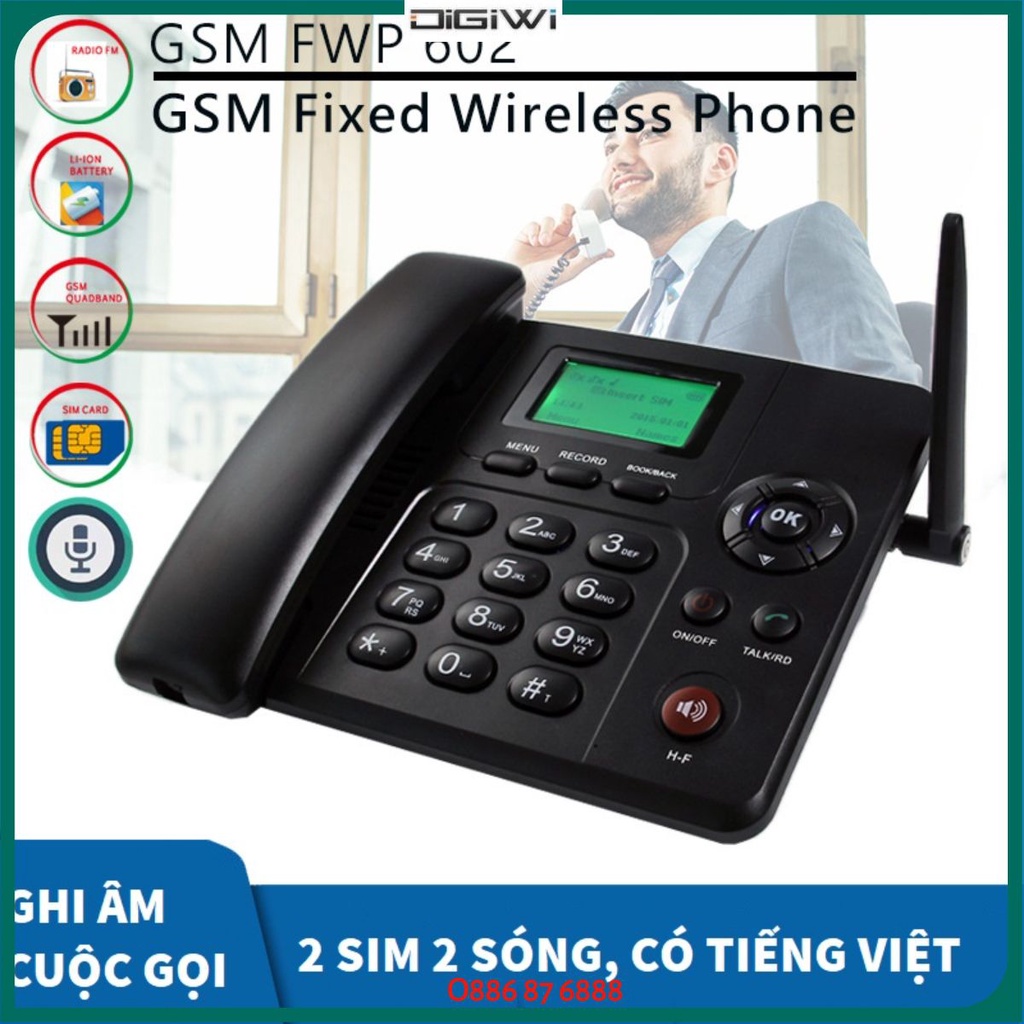 Điện Thoại Bàn Không Dây Dùng Sim GPhone, HomePhone, Di Động: 2 Sim, Ghi Âm Cuộc Gọi, Dùng Tiếng Việt, Mẫu Cao Cấp 2022.