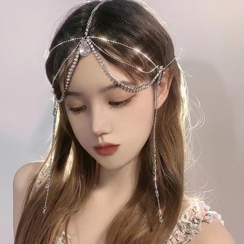 Chuỗi Dây Cài Tóc Hình Giọt Nước Màu Bạc Thời Trang Dành Cho Nữ