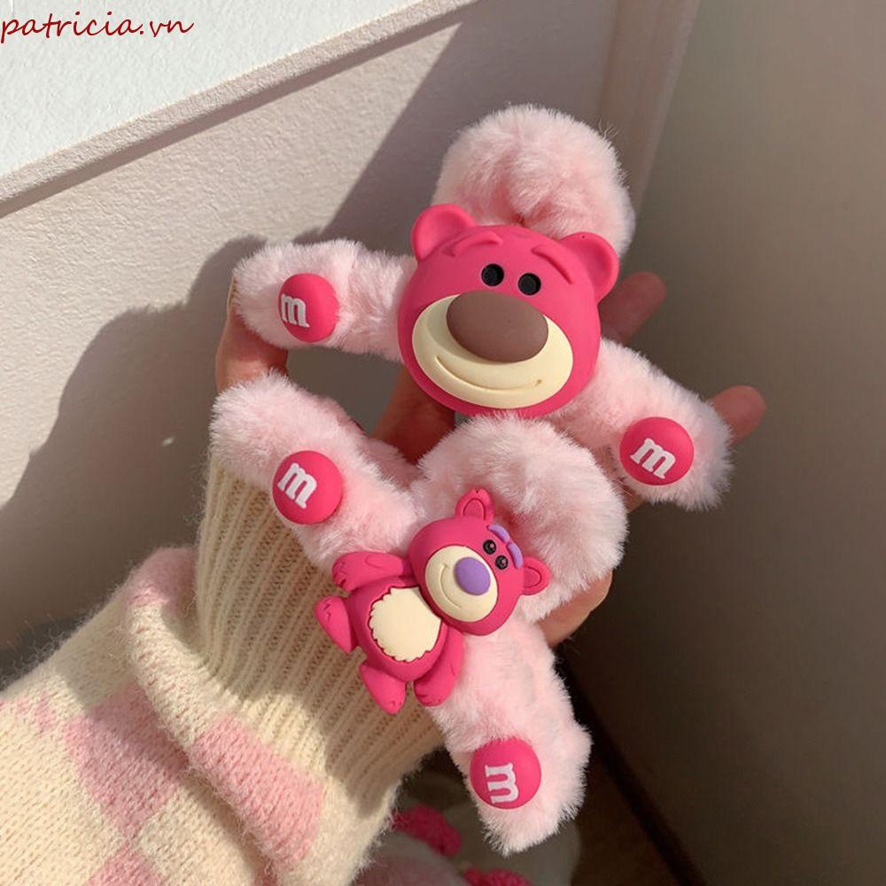 Kẹp Tóc Đuôi Ngựa Hình Gấu / Dâu Tây Phủ Lông Dễ Thương Thời Trang Cho Bạn Gái