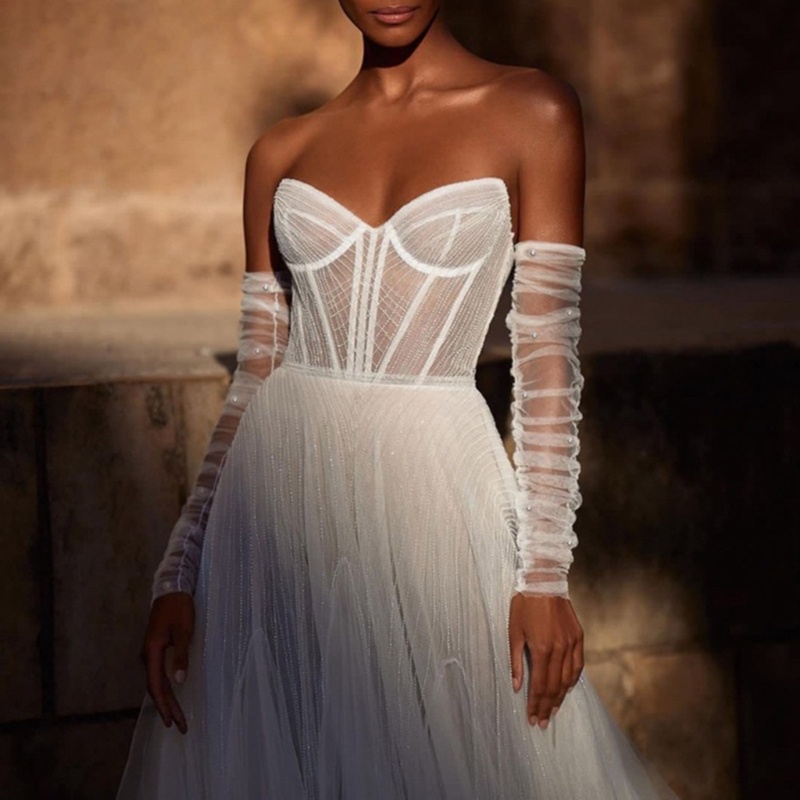 Vỏ Bọc Cánh Tay Áo Cô Dâu Co Giãn Tháo Rời Được