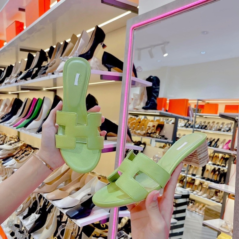 Dép cao gót hm đế vuông dập gỗ cao 5cm 5 màu siêu hot