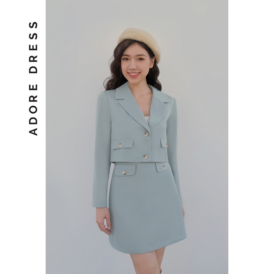 Áo khoác blazer 6 màu chất liệu tuýt si crop 2 khuy 2LBL3019 ADORE DRESS