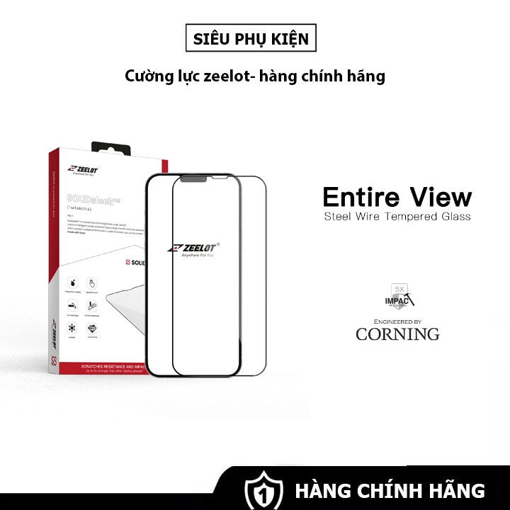 Kính Cường Lực ZEELOT SOLIDSLEEK iPhone 11/11Pro/11ProMax/12/12Pro/12ProMax - Hàng Chính Hãng