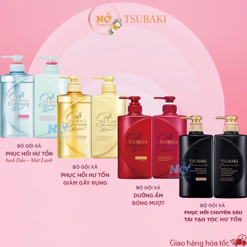 Combo Dầu Gội Xả - Dầu Gội Tsubaki vàng Phục hồi ngăn rụng tóc Premium Repair 490ml/chai TSUBAKI NỞ COSMETIC