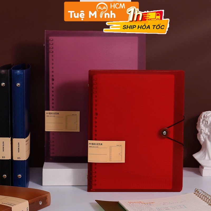 Bìa sổ còng sắt B5 màu Retro 8 lỗ P20 dành cho ruột B5 26 lỗ, file binder làm sổ còng thay refill giấy