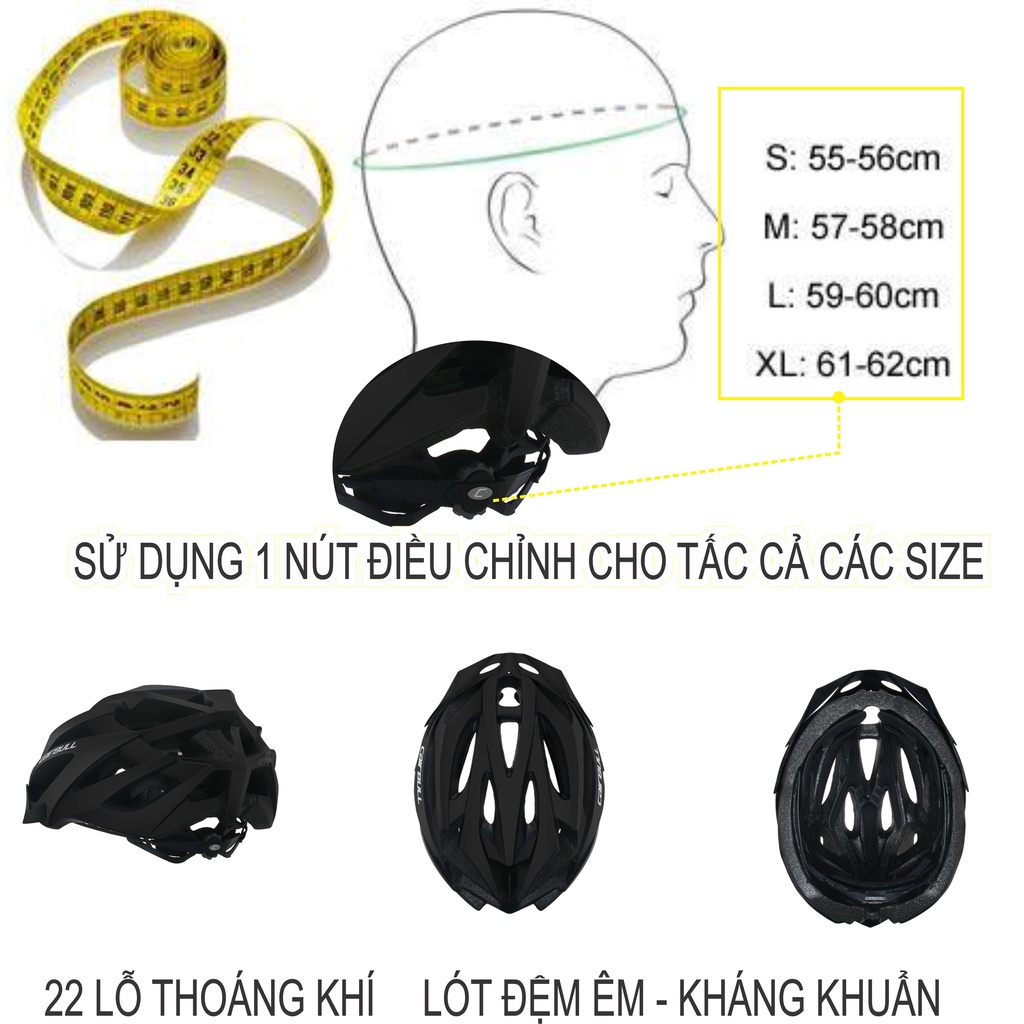 Nón bảo hiểm xe đạp Cairbull an toàn cho hoạt động ngoài trời/ Mũ bảo hiểm xe đạp nam, nữ thể thao.
