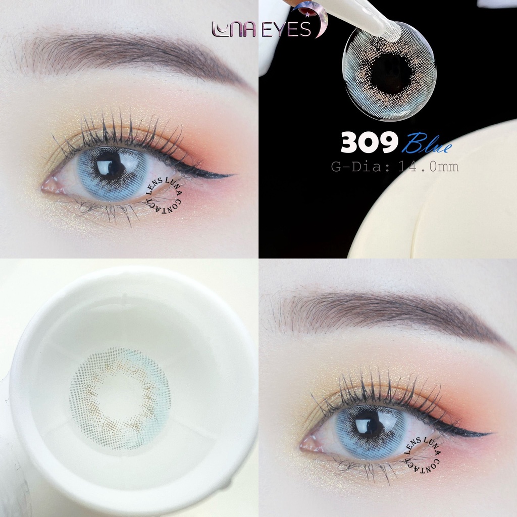 Kính áp tròng LUNA EYES 309 Blue Lens cận Jolly giãn nhỏ