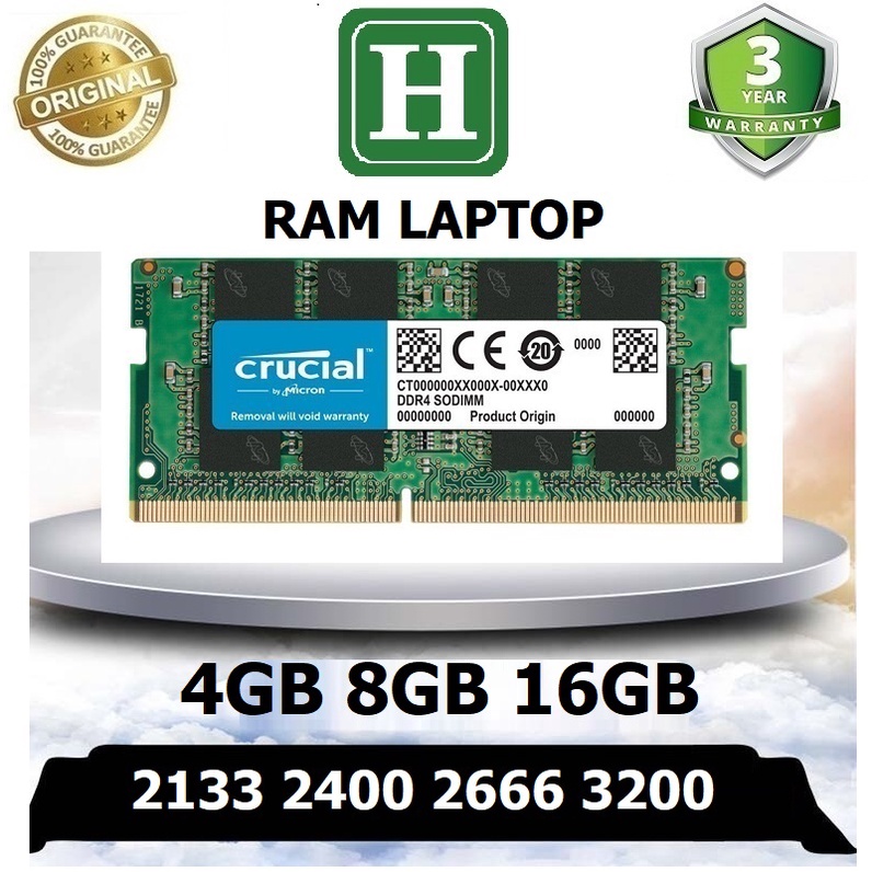 Ram laptop DDR4 4gb, 8gb, 16GB bus 3200, 2666, 2400, 2133 và các loại khác, bảo hành 3 năm