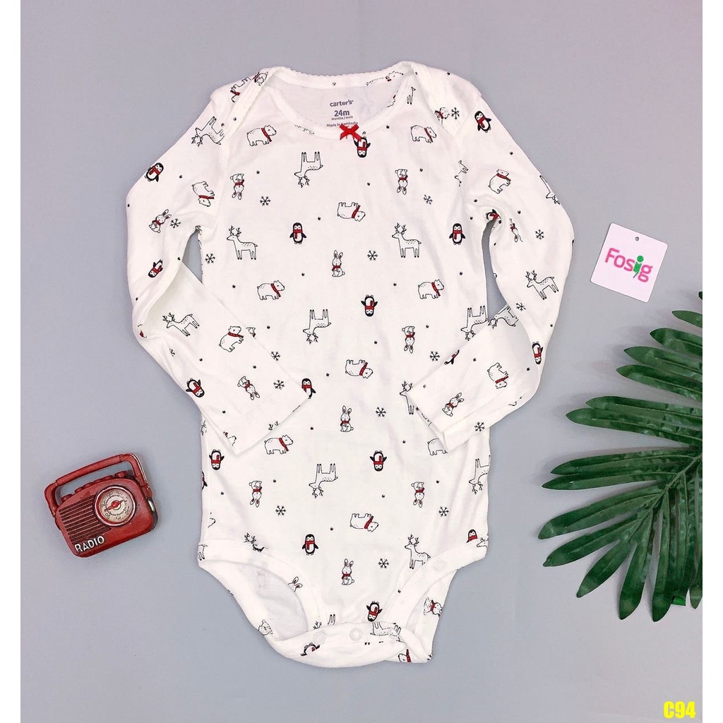 Bodysuit Tay Dài Bé Gái Cter - Trắng Gấu Nai