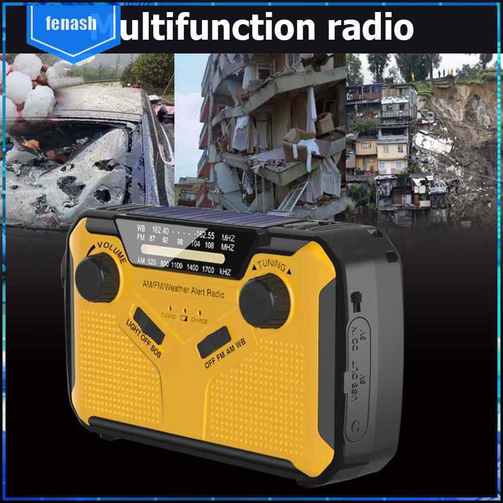 Radio Năng Lượng Mặt Trời Đa Năng Kèm Đèn Pin LED / Báo Động SOS / Dự Báo Thời Tiết Kèm Sạc USB Tiện Dụng