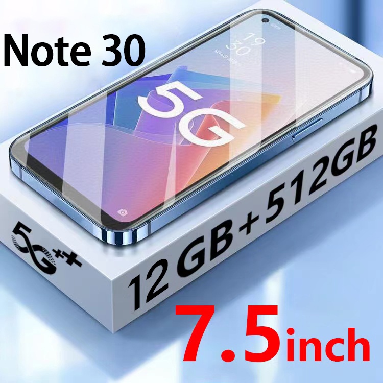 Điện Thoại di động mới tinh Note30 nguyên bản 2022 HD màn hình lớn Video hỗ trợ trò chơi 5G Máy ảnh HD giảm dien thoai