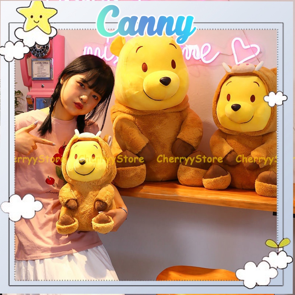 Gấu Pooh vàng đội mũ heo dễ thương