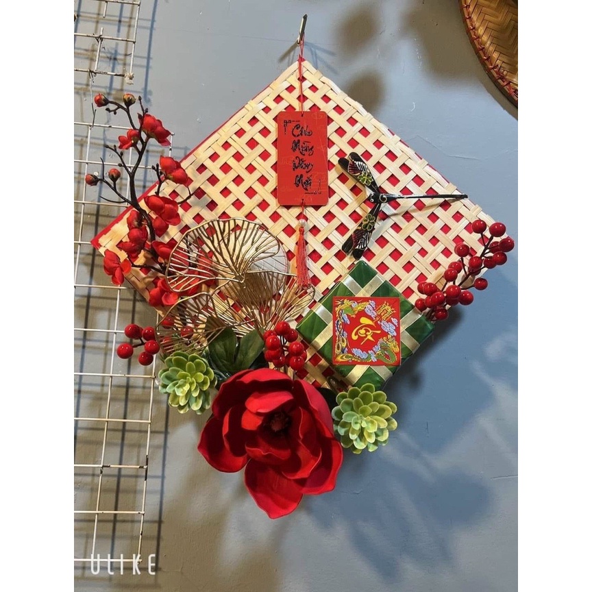 Tấm tre đan, mành tre, mẹt tre vuông decor trang trí tết, lớp mầm non, giáng sinh, khánh biểu ngữ