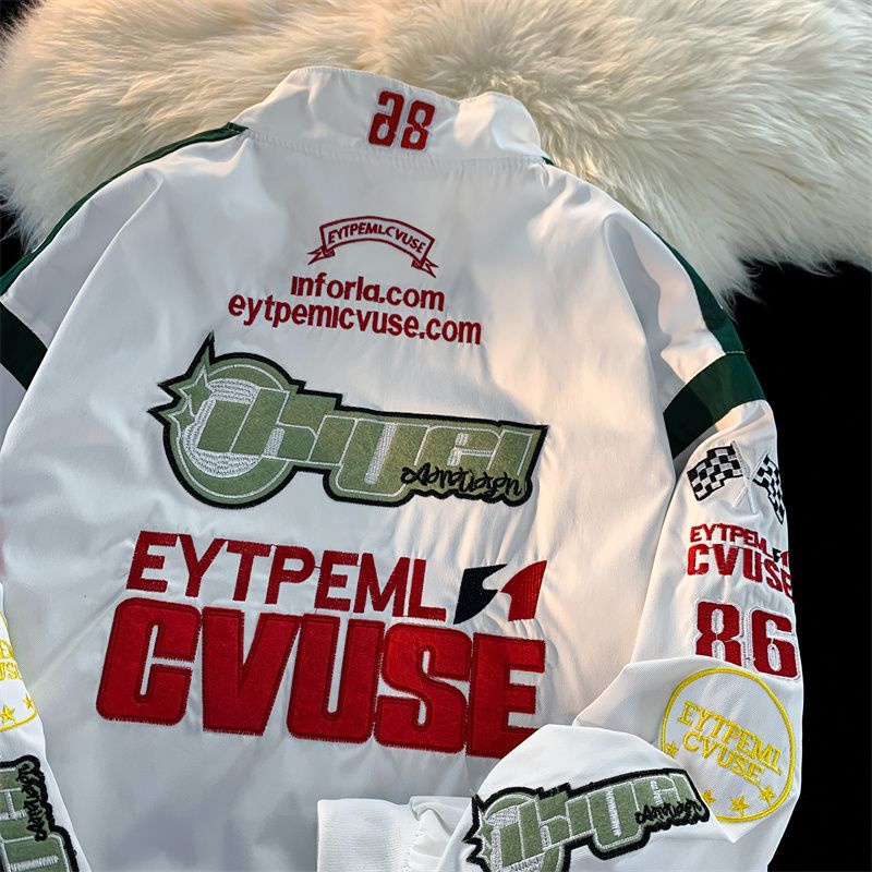 Áo Khoác Bóng Chày Dáng Rộng Thêu Họa Tiết Phong Cách Âu Mỹ retro Đường Phố Cho Nam