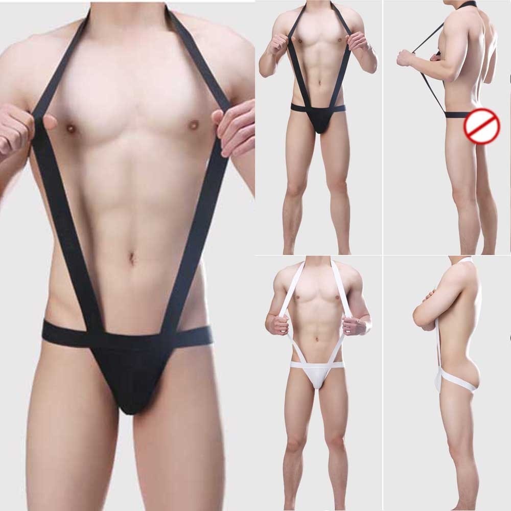 Bodysuit Strappy Thongs Underwear Briefs Men Sheath Hollow Out Leotard
