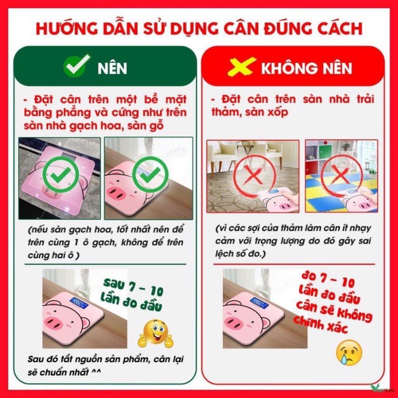 Cân điện tử sức khỏe sạc pin hình heo hồng xinh xắn, mặt kính chịu lực tối đa 200kg
