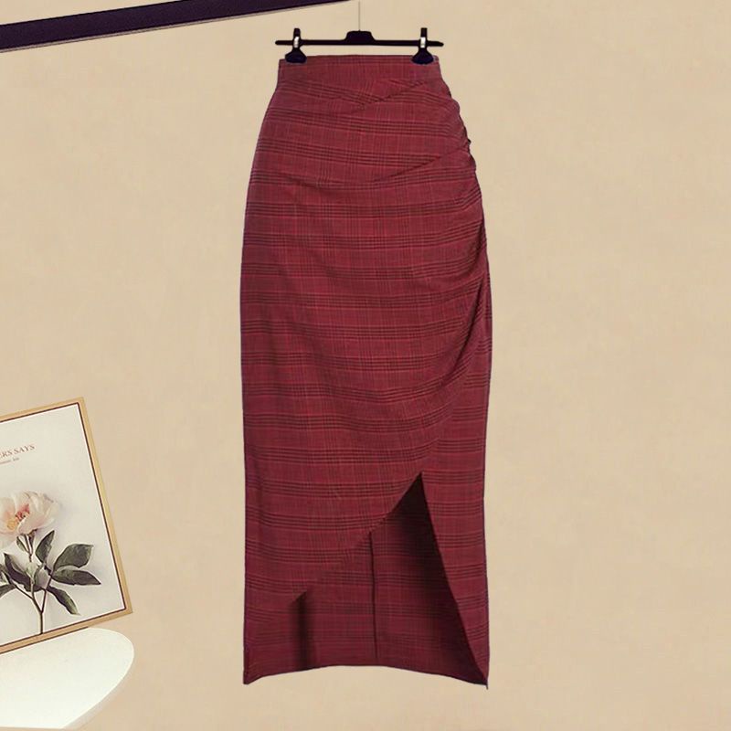 Bộ Áo Khoác Cardigan + Áo Khoác Cardigan + Chân Váy Sọc Ca Rô Thời Trang Xuân Thu Hàng Mới 2023