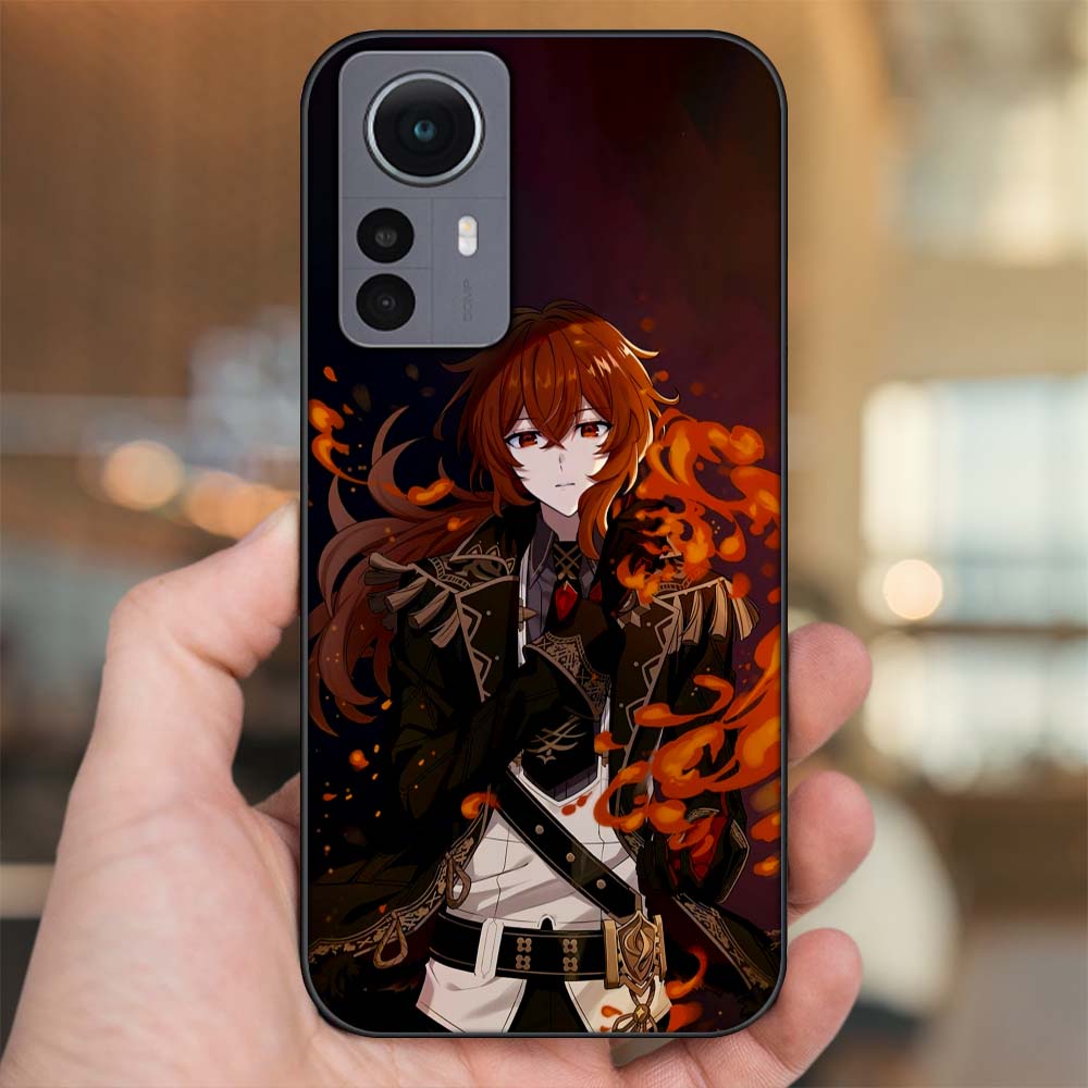 Ốp lưng Xiaomi 12 Pro 5G viền đen in hình Diluc Genshin Impact