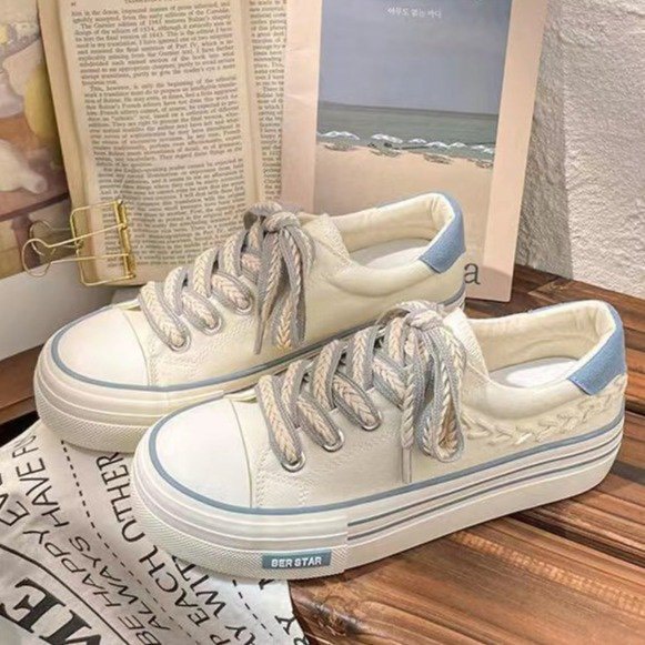 ( 3 mẫu ) Giày nữ vải canvas viền bông lúa kiểu dáng basic phối DÂY TẾT
