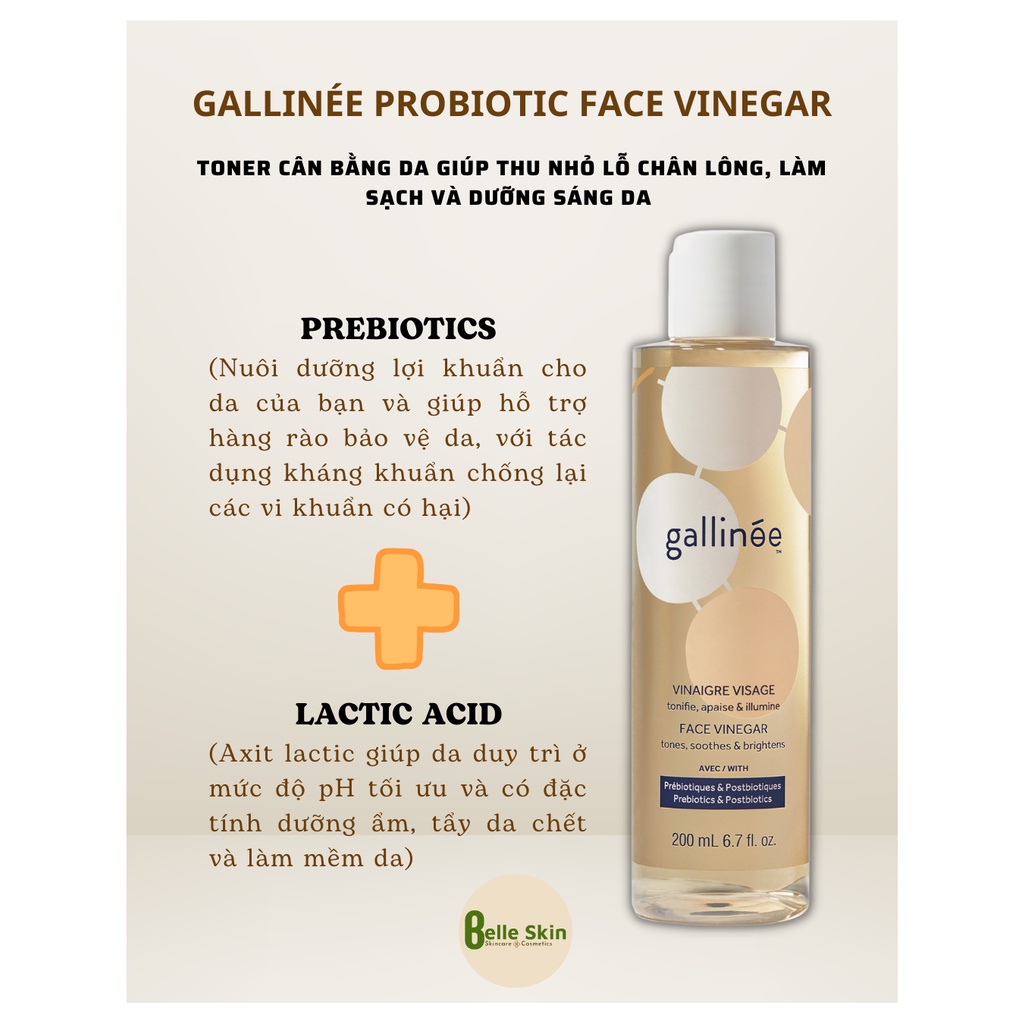 Toner Giấm Táo Gallinée Prebiotic Face Vinegar 200ml - Giúp Làm Dịu Da Và Giảm Mẩn Đỏ
