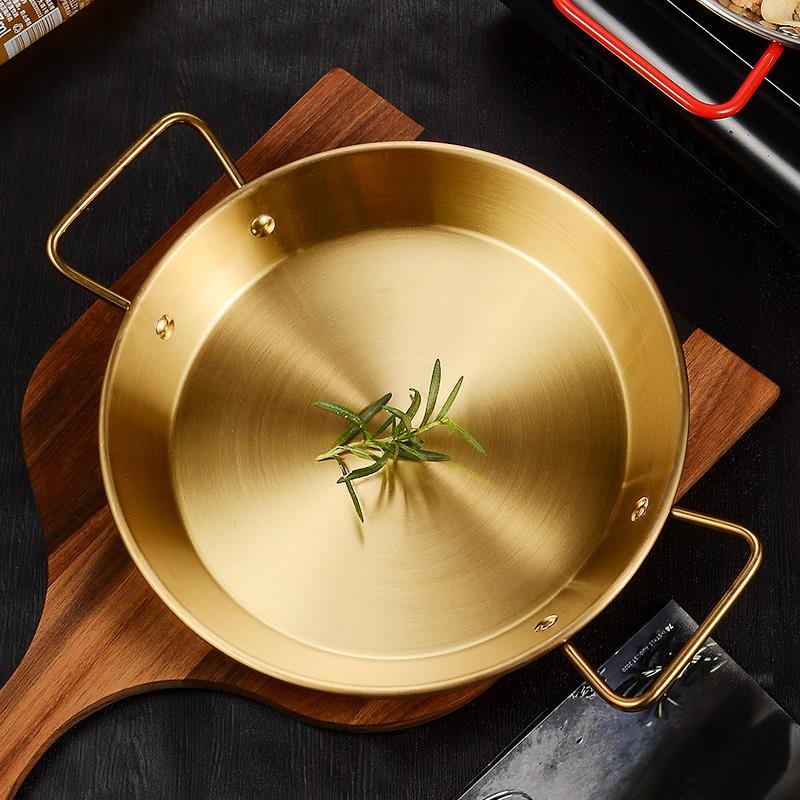 304 Stainless Steel Spanish Seafood Paella Pot Korean Fried Chicken Large Tray Binaural Hot Pot Cray