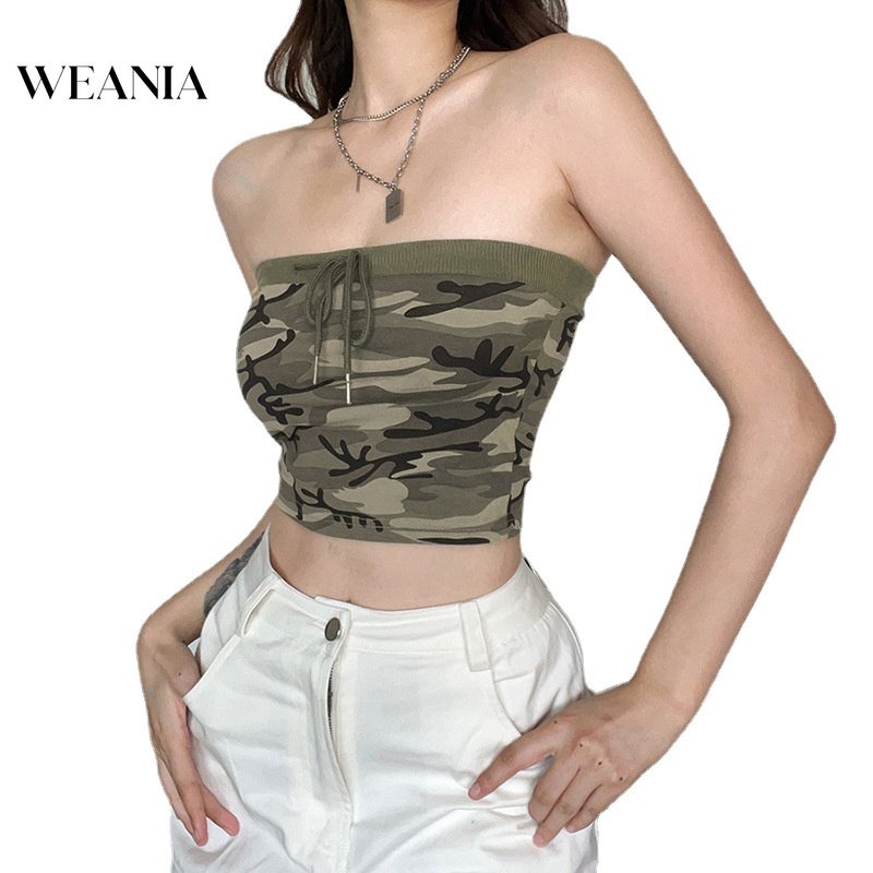 Weania Áo Ống Không Dây In Họa Tiết Rằn Ri Gợi Cảm Cho Nữ