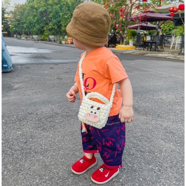 Túi xách túi đeo chéo túi len handmade sticker len đi chơi