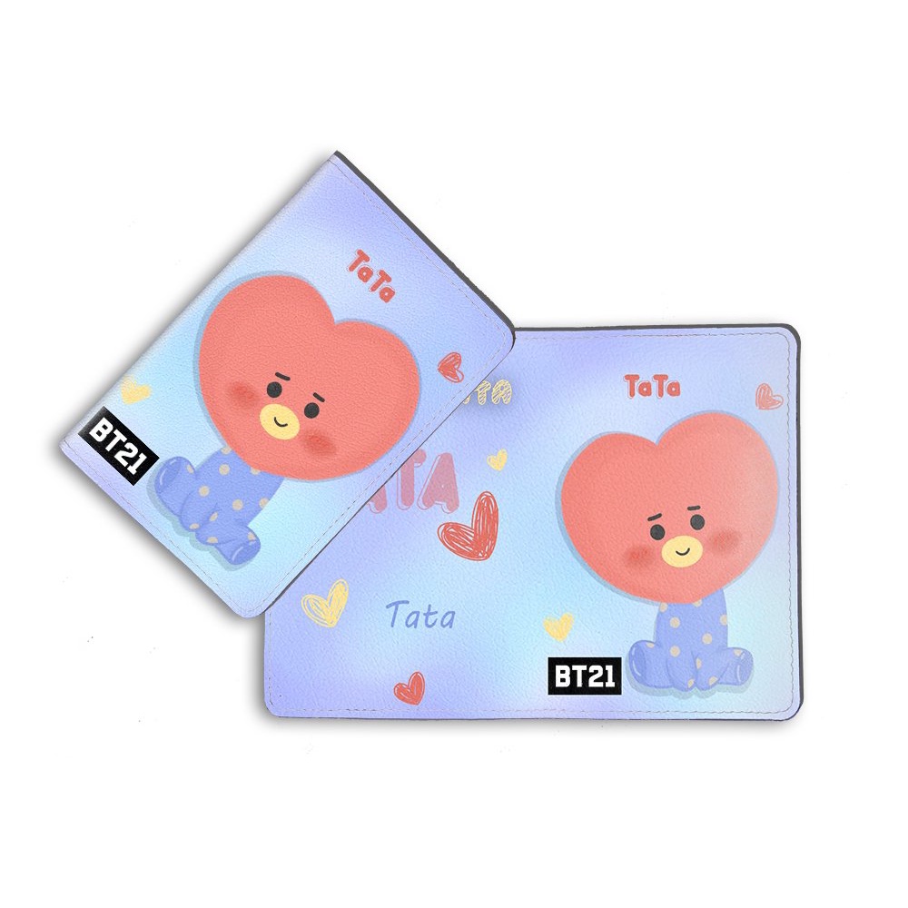 Bao da passport/hộ chiếu cao cấp in hình Chibi BT21 BTS Siêu cute