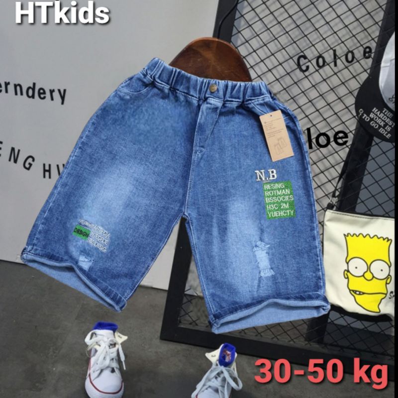 Quần jeans ngố  bé trai ,quần bò lửng bé trai túi hộp mềm, co giãn