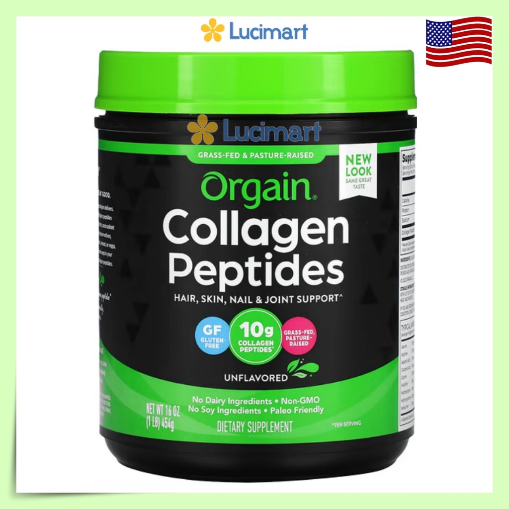Bột Collagen thủy phân Orgain Collagen Peptides Powder 454g [Hàng Mỹ]