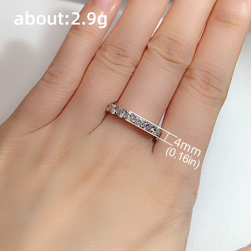 Nhẫn Đính Hôn Đính Đá Zircon Màu Bạc Thời Trang Chất Lượng Cao Cho Nữ