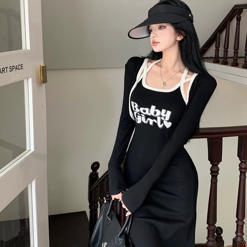 Đầm Body dây + Khoác Croptop Hottrend QC