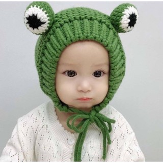 Mũ len Đan Tay Thủ Công Hình Ếch Cho Bé