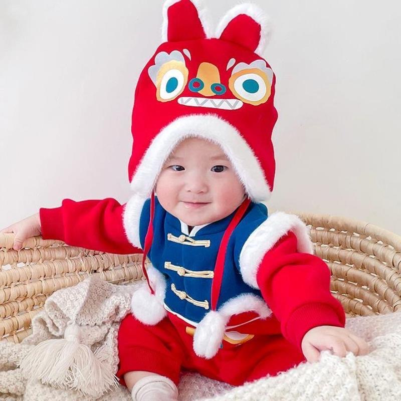 Babyfair. Áo Liền Quần Hoạt Hình Cho Bé Phong Cách Trung Hoa Nút Bện Dày Ấm Dễ Thương Mềm Mại Trẻ Sơ Sinh